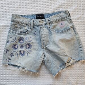 Lucky Brand 90's Midi Demin Embroidered Shorts Women's Size 24 (0)